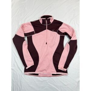 Nike Womens Therma 1/4 Zip Pullover Fleece Athletic Running Top Pink M